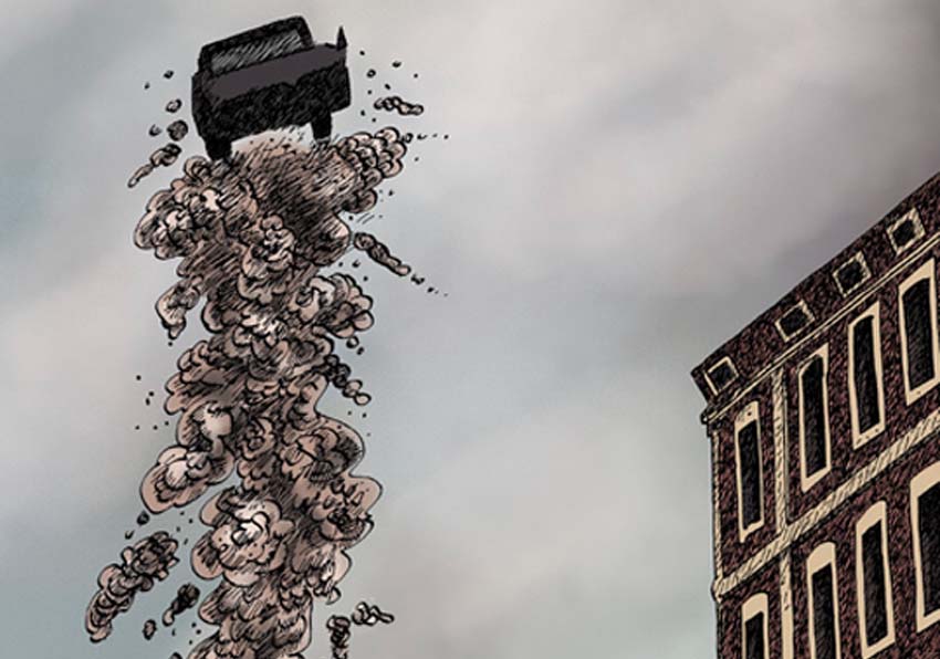 Portada del llibre, un cotxe volant per l'aire